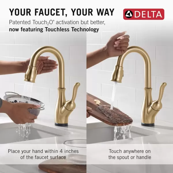 imageDelta Faucet Leland Touch Bar Faucet with Touchless Technology Bar Faucet with Pull Down Sprayer Black Bar Sink Faucet Prep Sink Faucet Wet Bar Faucet Matte Black 9678TLBLDSTChampagne Bronze