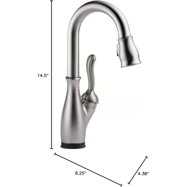 imageDelta Faucet Leland Touch Bar Faucet with Touchless Technology Bar Faucet with Pull Down Sprayer Black Bar Sink Faucet Prep Sink Faucet Wet Bar Faucet Matte Black 9678TLBLDSTSpotShield Stainless