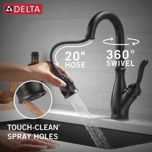 imageDelta Faucet Leland Touch Bar Faucet with Touchless Technology Bar Faucet with Pull Down Sprayer Black Bar Sink Faucet Prep Sink Faucet Wet Bar Faucet Matte Black 9678TLBLDSTMatte Black