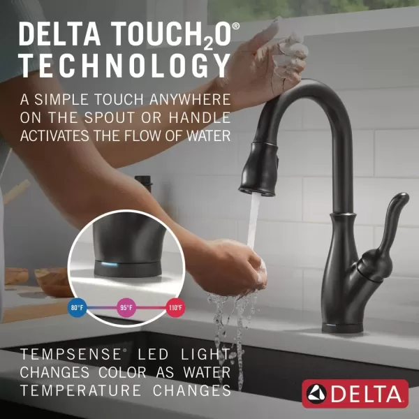 imageDelta Faucet Leland Touch Bar Faucet with Touchless Technology Bar Faucet with Pull Down Sprayer Black Bar Sink Faucet Prep Sink Faucet Wet Bar Faucet Matte Black 9678TLBLDSTMatte Black