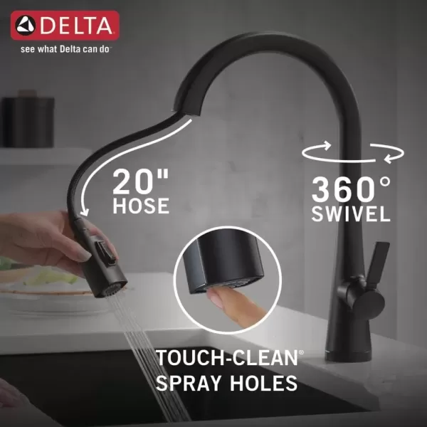 imageDelta Faucet Monrovia Matte Black Kitchen Faucet Touch Touch Kitchen Faucets with Pull Down Sprayer Kitchen Sink Faucet Kitchen Faucet Black Delta Touch2O Technology Matte Black 9191TBLDST
