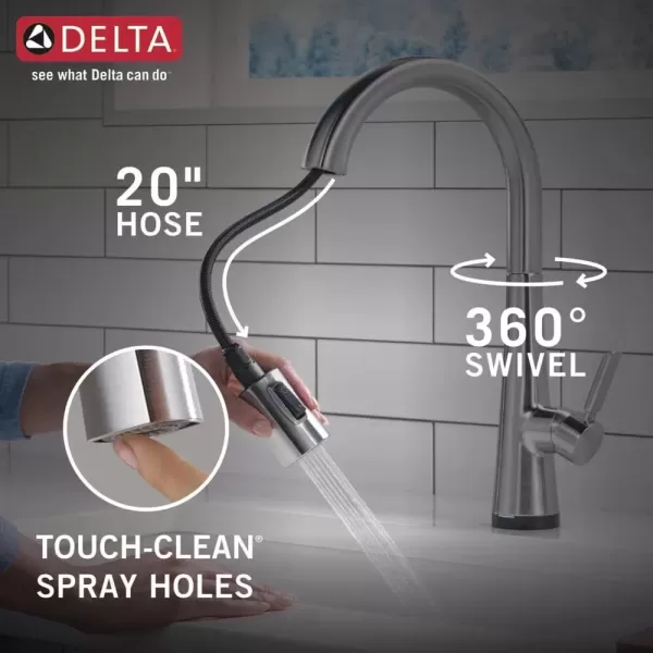 imageDelta Faucet Monrovia Touch Kitchen Faucet Brushed Nickel Kitchen Faucets with Pull Down Sprayer Kitchen Sink Faucet Delta Touch2O Technology Lumicoat Arctic Stainless 9191TARPRDST