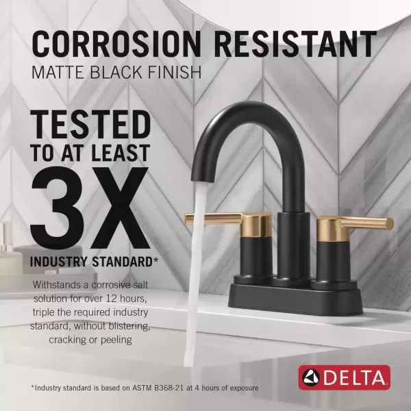 imageDelta Faucet Nicoli Centerset Bathroom Faucet Black and Gold 2Handle Bathroom Faucet Delta Bathroom Sink Faucet Black 3Hole Bathroom Faucet Matte BlackChampagne Bronze 25749LFGZMatte BlackChampagne Bronze