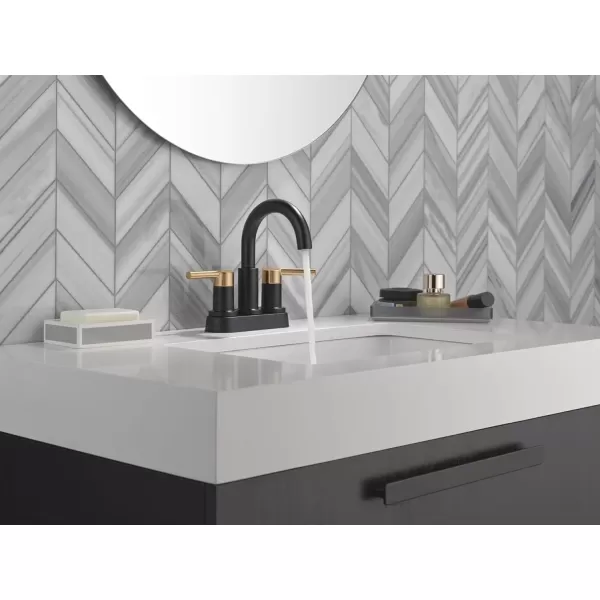 imageDelta Faucet Nicoli Centerset Bathroom Faucet Black and Gold 2Handle Bathroom Faucet Delta Bathroom Sink Faucet Black 3Hole Bathroom Faucet Matte BlackChampagne Bronze 25749LFGZMatte BlackChampagne Bronze