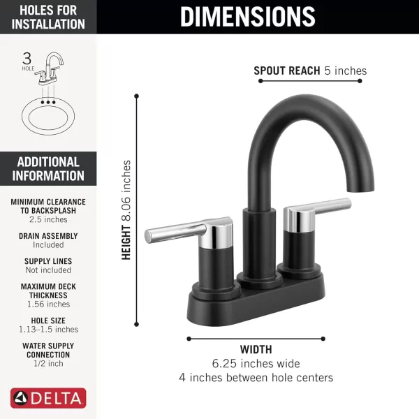 imageDelta Faucet Nicoli Centerset Bathroom Faucet Black and Gold 2Handle Bathroom Faucet Delta Bathroom Sink Faucet Black 3Hole Bathroom Faucet Matte BlackChampagne Bronze 25749LFGZMatte BlackChrome