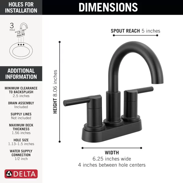 imageDelta Faucet Nicoli Centerset Bathroom Faucet Black and Gold 2Handle Bathroom Faucet Delta Bathroom Sink Faucet Black 3Hole Bathroom Faucet Matte BlackChampagne Bronze 25749LFGZMatte Black