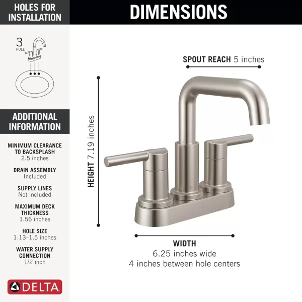 imageDelta Faucet Nicoli Centerset Bathroom Faucet Brushed Nickel 2Handle Bathroom Faucet Delta Bathroom Sink Faucet Brushed Nickel 3Hole Bathroom Faucet Stainless 25849LFSSStainless