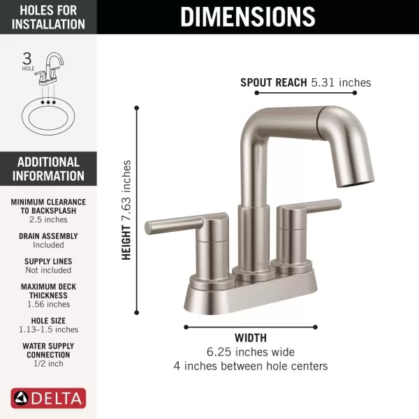 imageDelta Faucet Nicoli PullDown Centerset Bathroom Faucet Chrome Bathroom Sink Faucet Bathroom Faucet with Pull Out Sprayer 3Hole Bathroom Faucet Chrome 25849LFPDStainless