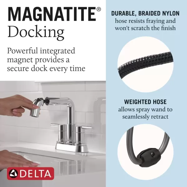 imageDelta Faucet Nicoli PullDown Centerset Bathroom Faucet Chrome Bathroom Sink Faucet Bathroom Faucet with Pull Out Sprayer 3Hole Bathroom Faucet Chrome 25849LFPDChrome
