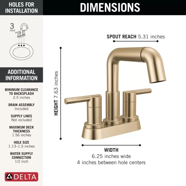 imageDelta Faucet Nicoli PullDown Centerset Bathroom Faucet Chrome Bathroom Sink Faucet Bathroom Faucet with Pull Out Sprayer 3Hole Bathroom Faucet Chrome 25849LFPDChampagne Bronze