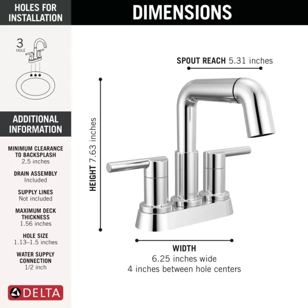 imageDelta Faucet Nicoli PullDown Centerset Bathroom Faucet Chrome Bathroom Sink Faucet Bathroom Faucet with Pull Out Sprayer 3Hole Bathroom Faucet Chrome 25849LFPDChrome