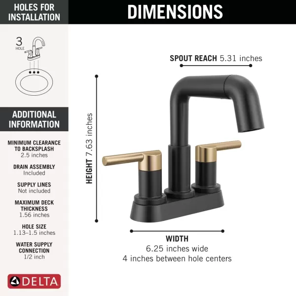imageDelta Faucet Nicoli PullDown Centerset Bathroom Faucet Chrome Bathroom Sink Faucet Bathroom Faucet with Pull Out Sprayer 3Hole Bathroom Faucet Chrome 25849LFPDMatte BlackChampagne Bronze