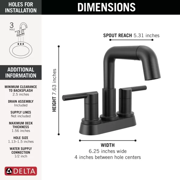 imageDelta Faucet Nicoli PullDown Centerset Bathroom Faucet Chrome Bathroom Sink Faucet Bathroom Faucet with Pull Out Sprayer 3Hole Bathroom Faucet Chrome 25849LFPDMatte Black