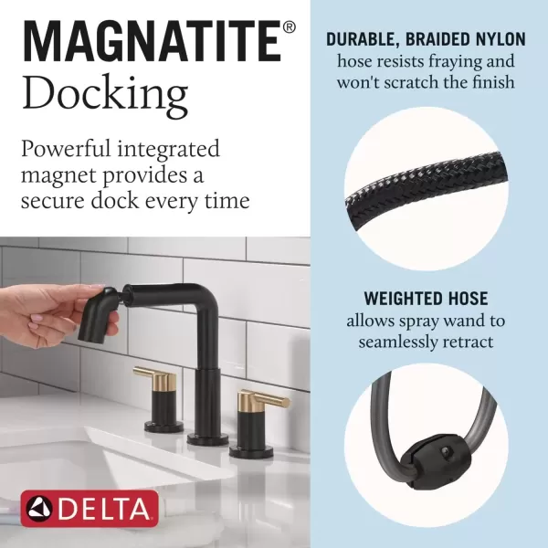 imageDelta Faucet Nicoli PullDown Widespread Bathroom Faucet Gold Bathroom Sink Faucet Bathroom Faucet with Pull Out Sprayer 3Hole Bathroom Faucet Champagne Bronze 35849LFCZPDMatte BlackChampagne Bronze
