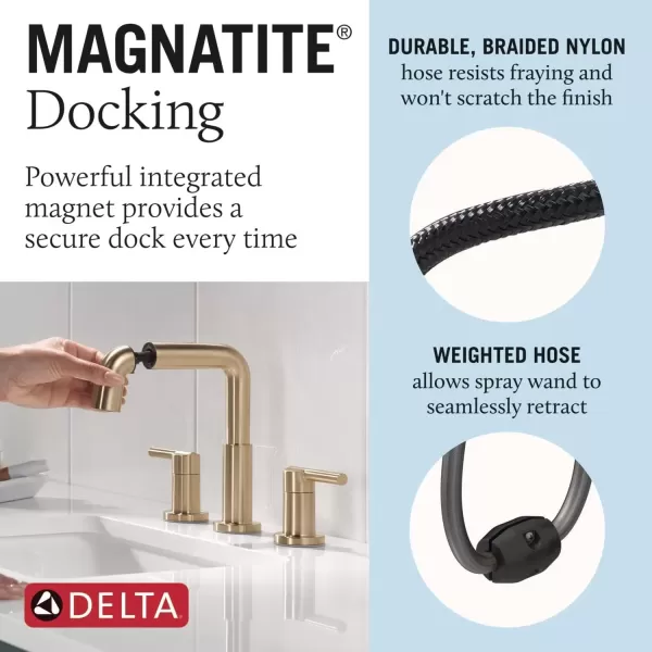 imageDelta Faucet Nicoli PullDown Widespread Bathroom Faucet Gold Bathroom Sink Faucet Bathroom Faucet with Pull Out Sprayer 3Hole Bathroom Faucet Champagne Bronze 35849LFCZPDChampagne Bronze