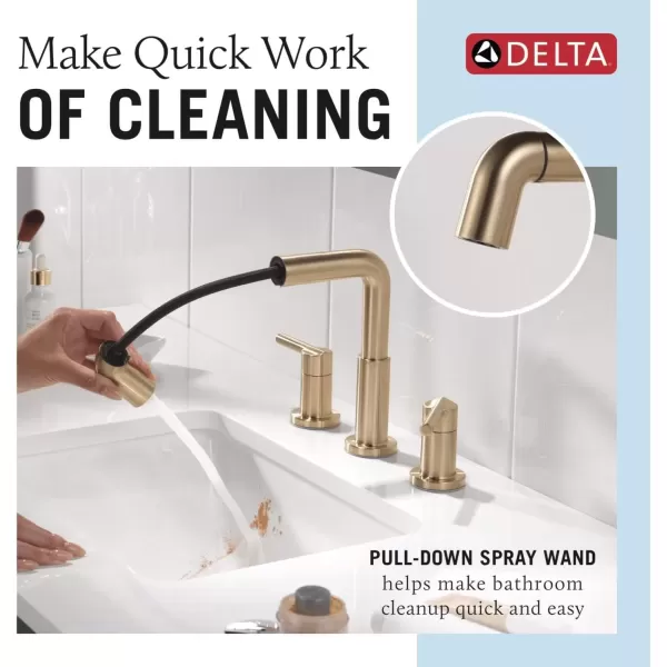 imageDelta Faucet Nicoli PullDown Widespread Bathroom Faucet Gold Bathroom Sink Faucet Bathroom Faucet with Pull Out Sprayer 3Hole Bathroom Faucet Champagne Bronze 35849LFCZPDChampagne Bronze