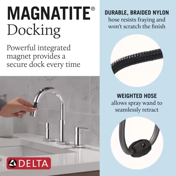 imageDelta Faucet Nicoli PullDown Widespread Bathroom Faucet Matte Black Bathroom Sink Faucet Bathroom Faucet with Pull Out Sprayer 3Hole Bathroom Faucet Matte Black 35749LFBLPDChrome