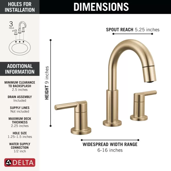 imageDelta Faucet Nicoli PullDown Widespread Bathroom Faucet Matte Black Bathroom Sink Faucet Bathroom Faucet with Pull Out Sprayer 3Hole Bathroom Faucet Matte Black 35749LFBLPDChampagne Bronze