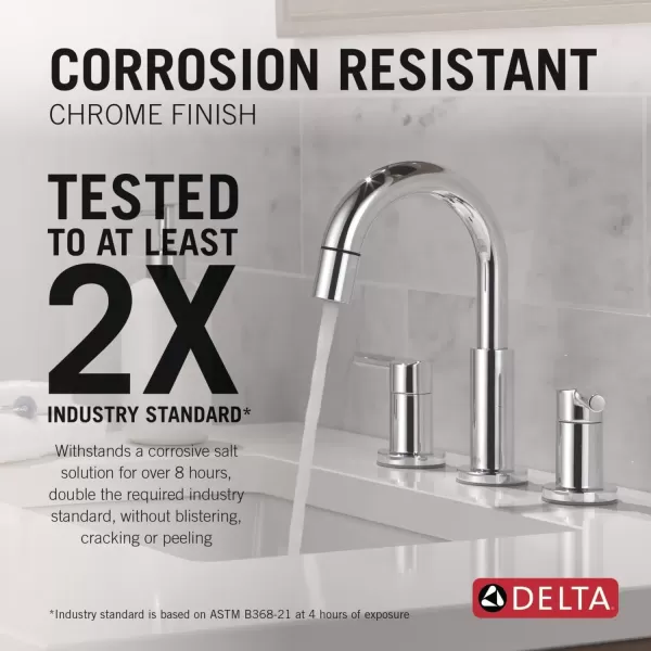 imageDelta Faucet Nicoli PullDown Widespread Bathroom Faucet Matte Black Bathroom Sink Faucet Bathroom Faucet with Pull Out Sprayer 3Hole Bathroom Faucet Matte Black 35749LFBLPDChrome