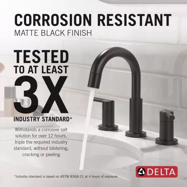 imageDelta Faucet Nicoli PullDown Widespread Bathroom Faucet Matte Black Bathroom Sink Faucet Bathroom Faucet with Pull Out Sprayer 3Hole Bathroom Faucet Matte Black 35749LFBLPDMatte Black