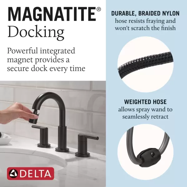 imageDelta Faucet Nicoli PullDown Widespread Bathroom Faucet Matte Black Bathroom Sink Faucet Bathroom Faucet with Pull Out Sprayer 3Hole Bathroom Faucet Matte Black 35749LFBLPDMatte Black