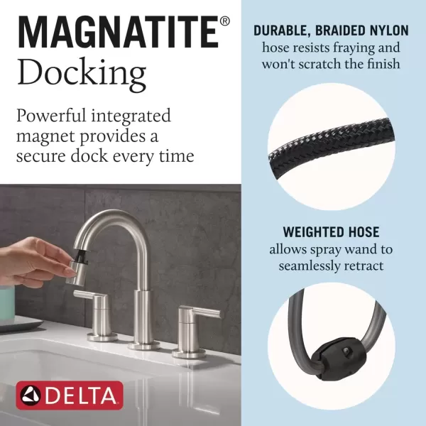 imageDelta Faucet Nicoli PullDown Widespread Bathroom Faucet Matte Black Bathroom Sink Faucet Bathroom Faucet with Pull Out Sprayer 3Hole Bathroom Faucet Matte Black 35749LFBLPDStainless