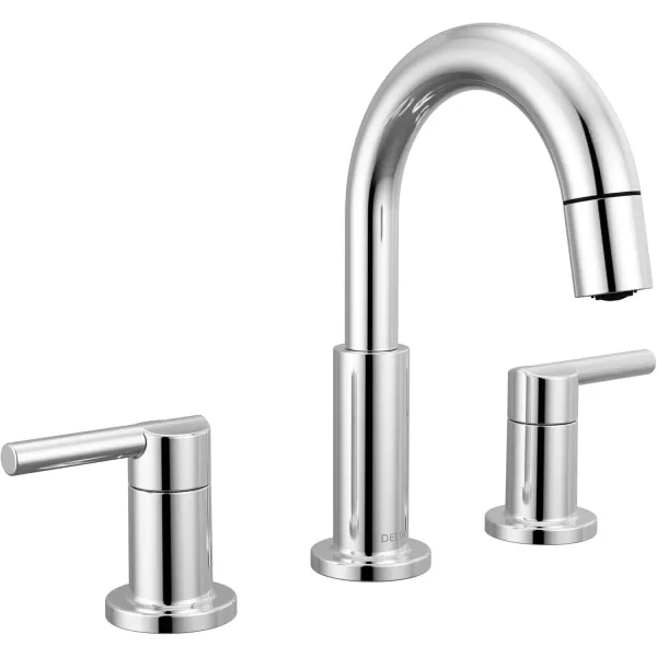 imageDelta Faucet Nicoli PullDown Widespread Bathroom Faucet Matte Black Bathroom Sink Faucet Bathroom Faucet with Pull Out Sprayer 3Hole Bathroom Faucet Matte Black 35749LFBLPDChrome