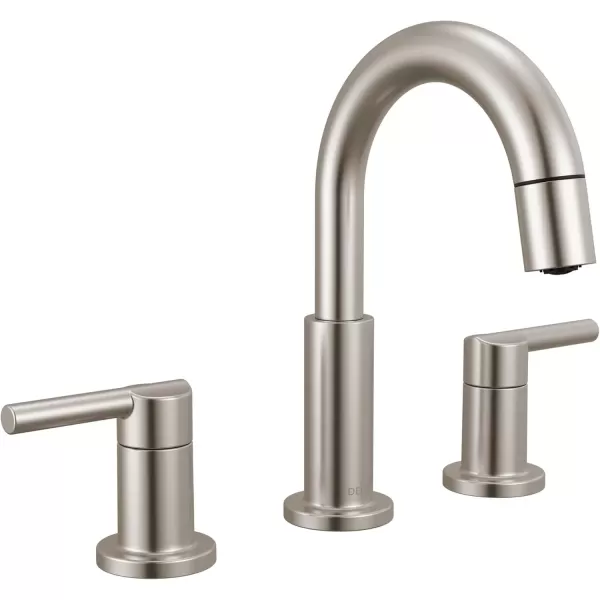 imageDelta Faucet Nicoli PullDown Widespread Bathroom Faucet Matte Black Bathroom Sink Faucet Bathroom Faucet with Pull Out Sprayer 3Hole Bathroom Faucet Matte Black 35749LFBLPDStainless