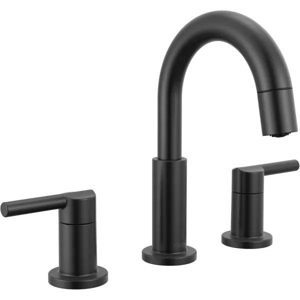 imageDelta Faucet Nicoli PullDown Widespread Bathroom Faucet Matte Black Bathroom Sink Faucet Bathroom Faucet with Pull Out Sprayer 3Hole Bathroom Faucet Matte Black 35749LFBLPDMatte Black