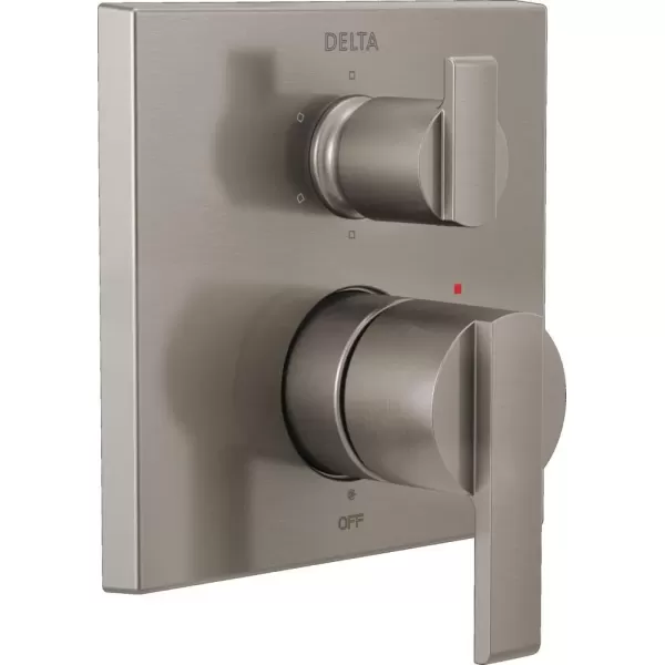 imageDelta Faucet T24967SS Stainless Ara Angular Modern Monitor 14 Series Valve Trim with 6Setting Integrated Diverter