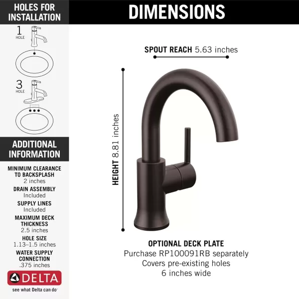 imageDelta Faucet Trinsic Pull Down Bathroom Faucet Bathroom Pull Out Faucet Black Single Hole Bathroom Faucet with Pull Down Sprayer Bathroom Sink Faucet Magnetic Docking Matte Black 559HARBLPDDSTVenetian Bronze