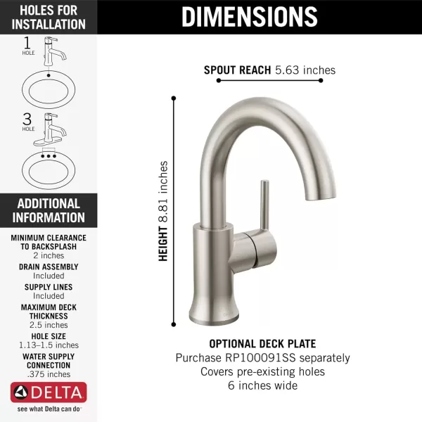 imageDelta Faucet Trinsic Pull Down Bathroom Faucet Bathroom Pull Out Faucet Black Single Hole Bathroom Faucet with Pull Down Sprayer Bathroom Sink Faucet Magnetic Docking Matte Black 559HARBLPDDSTStainless