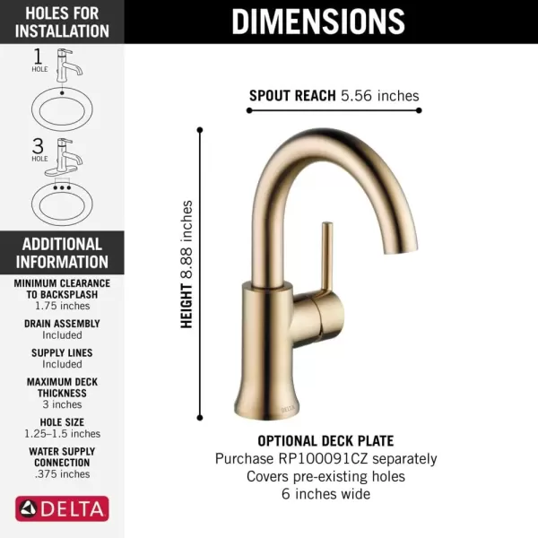 imageDelta Faucet Trinsic Pull Down Bathroom Faucet Bathroom Pull Out Faucet Black Single Hole Bathroom Faucet with Pull Down Sprayer Bathroom Sink Faucet Magnetic Docking Matte Black 559HARBLPDDSTChampagne Bronze