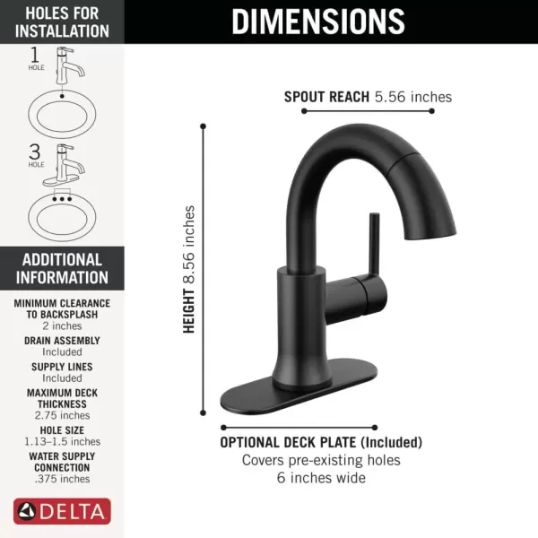 imageDelta Faucet Trinsic Pull Down Bathroom Faucet Bathroom Pull Out Faucet Black Single Hole Bathroom Faucet with Pull Down Sprayer Bathroom Sink Faucet Magnetic Docking Matte Black 559HARBLPDDSTMatte Black