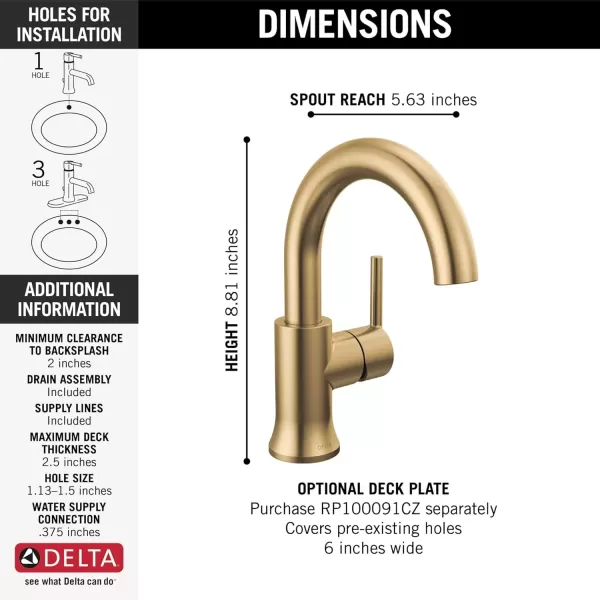 imageDelta Faucet Trinsic Pull Down Bathroom Faucet Bathroom Pull Out Faucet Black Single Hole Bathroom Faucet with Pull Down Sprayer Bathroom Sink Faucet Magnetic Docking Matte Black 559HARBLPDDSTChampagne Bronze
