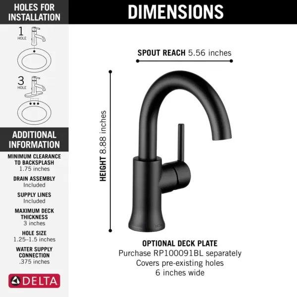 imageDelta Faucet Trinsic Pull Down Bathroom Faucet Bathroom Pull Out Faucet Black Single Hole Bathroom Faucet with Pull Down Sprayer Bathroom Sink Faucet Magnetic Docking Matte Black 559HARBLPDDSTMatte Black