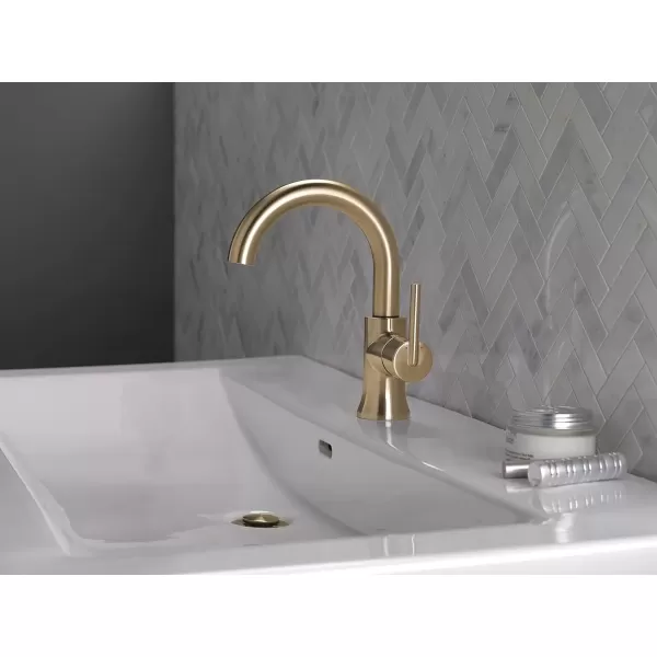 imageDelta Faucet Trinsic Pull Down Bathroom Faucet Bathroom Pull Out Faucet Black Single Hole Bathroom Faucet with Pull Down Sprayer Bathroom Sink Faucet Magnetic Docking Matte Black 559HARBLPDDSTChampagne Bronze