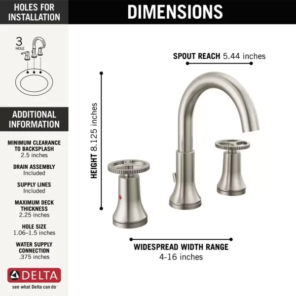 imageDelta Faucet Trinsic Pull Down Bathroom Faucet Bathroom Pull Out Faucet Brushed Nickel Widespread Bathroom Faucet 3 Hole Bathroom Sink Faucet with Magnetic Docking Stainless 3558SSPDDSTStainless