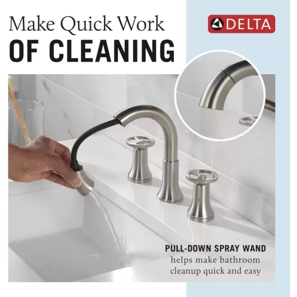 imageDelta Faucet Trinsic Pull Down Bathroom Faucet Bathroom Pull Out Faucet Brushed Nickel Widespread Bathroom Faucet 3 Hole Bathroom Sink Faucet with Magnetic Docking Stainless 3558SSPDDSTStainless