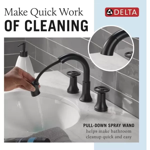 imageDelta Faucet Trinsic Pull Down Bathroom Faucet Bathroom Pull Out Faucet Brushed Nickel Widespread Bathroom Faucet 3 Hole Bathroom Sink Faucet with Magnetic Docking Stainless 3558SSPDDSTMatte Black