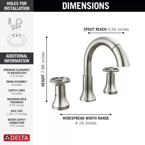 imageDelta Faucet Trinsic Pull Down Bathroom Faucet Bathroom Pull Out Faucet Brushed Nickel Widespread Bathroom Faucet 3 Hole Bathroom Sink Faucet with Magnetic Docking Stainless 3558SSPDDSTStainless