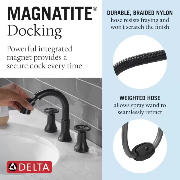 imageDelta Faucet Trinsic Pull Down Bathroom Faucet Bathroom Pull Out Faucet Brushed Nickel Widespread Bathroom Faucet 3 Hole Bathroom Sink Faucet with Magnetic Docking Stainless 3558SSPDDSTMatte Black