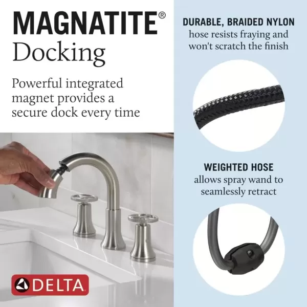 imageDelta Faucet Trinsic Pull Down Bathroom Faucet Bathroom Pull Out Faucet Brushed Nickel Widespread Bathroom Faucet 3 Hole Bathroom Sink Faucet with Magnetic Docking Stainless 3558SSPDDSTStainless