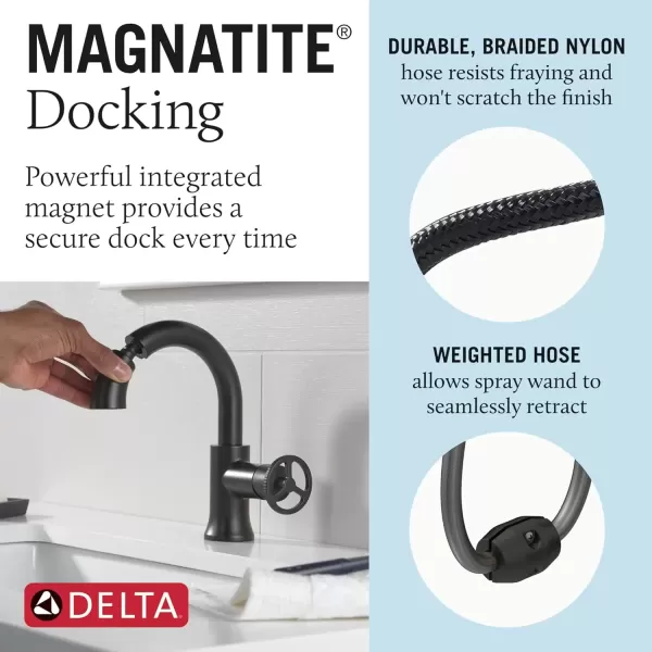 imageDelta Faucet Trinsic Pull Down Bathroom Faucet Bathroom Pull Out Faucet Gold Single Hole Bathroom Faucet with Pull Down Bathroom Sink Faucet Magnetic Docking Champagne Bronze 558HARCZPDDSTMatte Black
