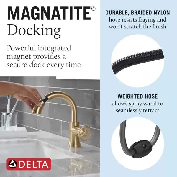 imageDelta Faucet Trinsic Pull Down Bathroom Faucet Bathroom Pull Out Faucet Gold Single Hole Bathroom Faucet with Pull Down Bathroom Sink Faucet Magnetic Docking Champagne Bronze 558HARCZPDDSTChampagne Bronze