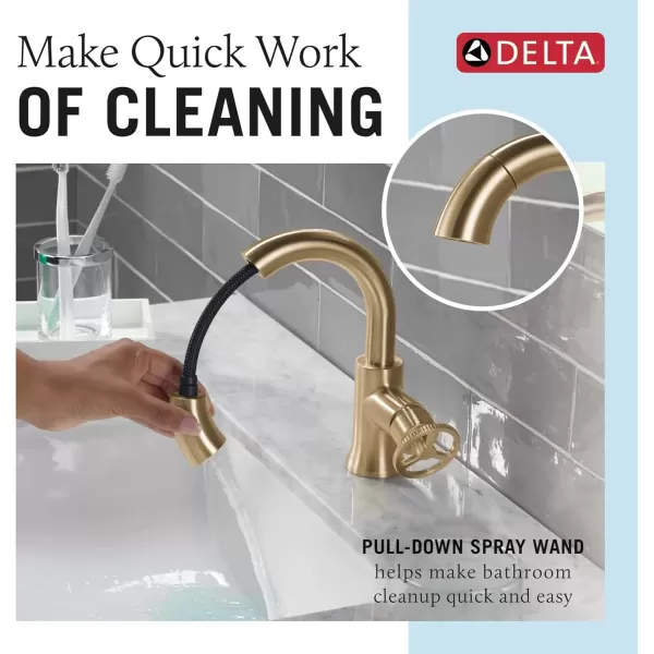 imageDelta Faucet Trinsic Pull Down Bathroom Faucet Bathroom Pull Out Faucet Gold Single Hole Bathroom Faucet with Pull Down Bathroom Sink Faucet Magnetic Docking Champagne Bronze 558HARCZPDDSTChampagne Bronze