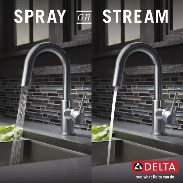 imageDelta Faucet Trinsic Touch Bar Faucet with Touchless Technology Bar Faucet with Pull Down Sprayer Black Bar Sink Faucet Prep Sink Faucet Wet Bar Faucet Matte Black 9959TLBLDSTArctic Stainless