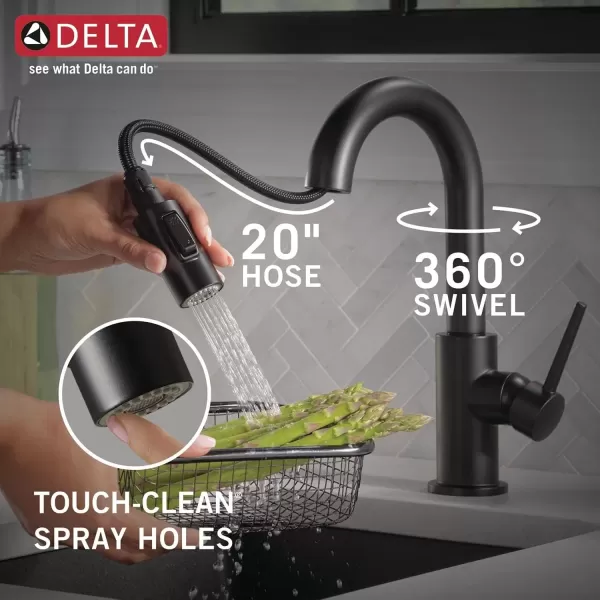 imageDelta Faucet Trinsic Touch Bar Faucet with Touchless Technology Bar Faucet with Pull Down Sprayer Black Bar Sink Faucet Prep Sink Faucet Wet Bar Faucet Matte Black 9959TLBLDSTMatte Black