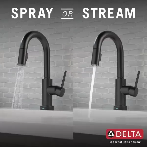 imageDelta Faucet Trinsic Touch Bar Faucet with Touchless Technology Bar Faucet with Pull Down Sprayer Black Bar Sink Faucet Prep Sink Faucet Wet Bar Faucet Matte Black 9959TLBLDSTMatte Black