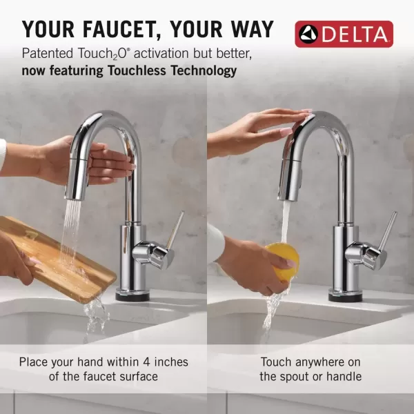 imageDelta Faucet Trinsic Touch Bar Faucet with Touchless Technology Bar Faucet with Pull Down Sprayer Black Bar Sink Faucet Prep Sink Faucet Wet Bar Faucet Matte Black 9959TLBLDSTChrome